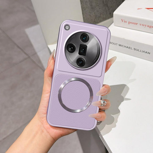 For OPPO Find X7 Ultra Lambskin Series Magnetic Skin Feel Phone Case(Purple)