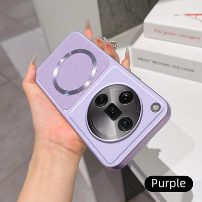 For OPPO Find X7 Ultra Lambskin Series Magnetic Skin Feel Phone Case(Purple)