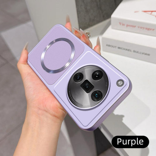 For OPPO Find X7 Ultra Lambskin Series Magnetic Skin Feel Phone Case(Purple)