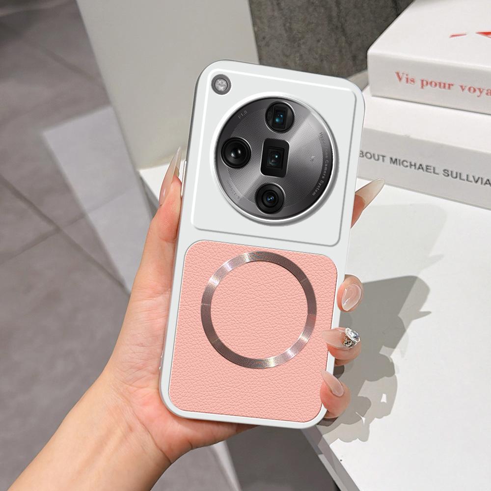 For OPPO Find X7 Ultra Lambskin Series Magnetic Skin Feel Phone Case(Pink)