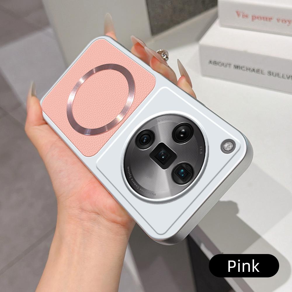 For OPPO Find X7 Ultra Lambskin Series Magnetic Skin Feel Phone Case(Pink)