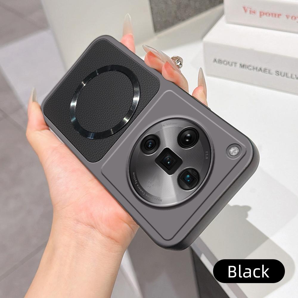 For OPPO Find X7 Ultra Lambskin Series Magnetic Skin Feel Phone Case(Black)