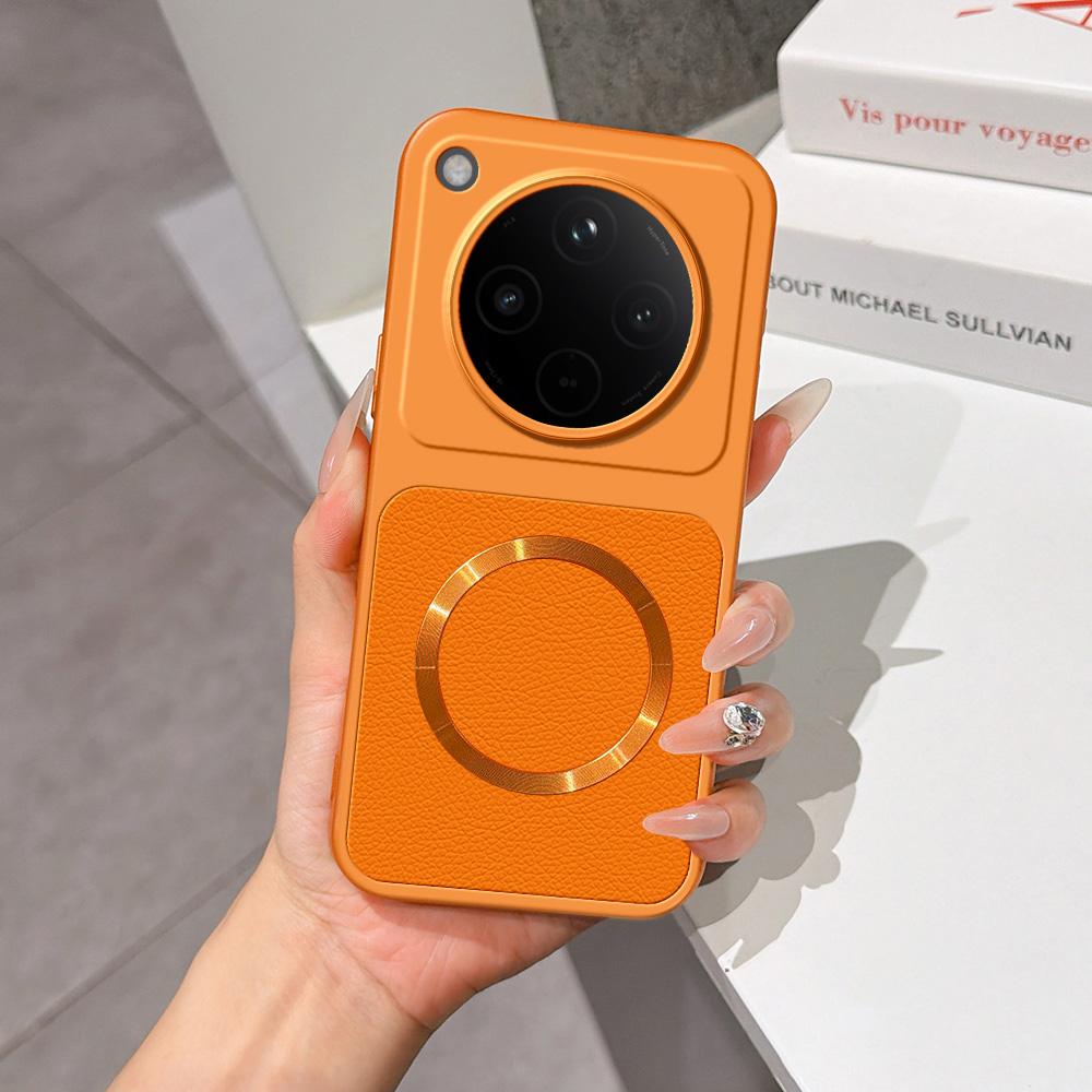 For OPPO Find X8 Lambskin Series Magnetic Skin Feel Phone Case(Orange)