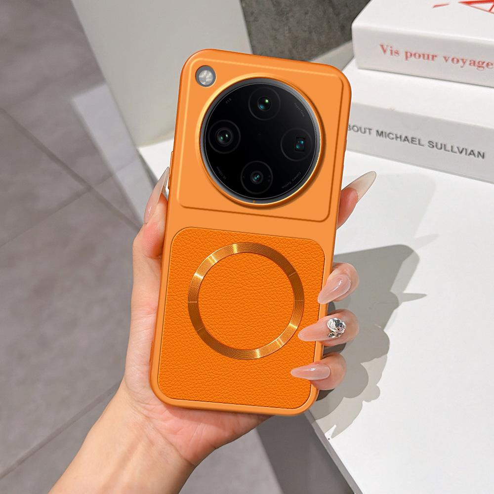 For OPPO Find X8 Pro Lambskin Series Magnetic Skin Feel Phone Case(Orange)