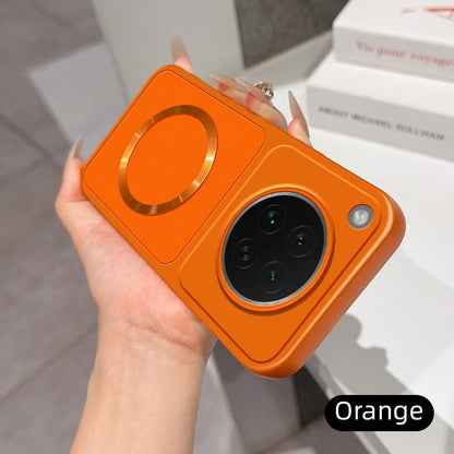 For OPPO Find X8s Lambskin Series Magnetic Skin Feel Phone Case(Orange)
