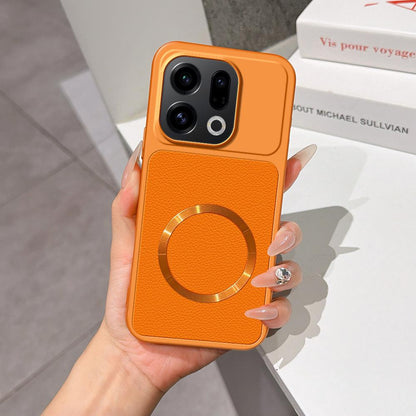 For OPPO Find X9 Lambskin Series Magnetic Skin Feel Phone Case(Orange)