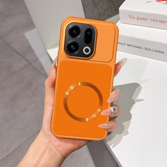 For OPPO Find X9 Lambskin Series Magnetic Skin Feel Phone Case(Orange)