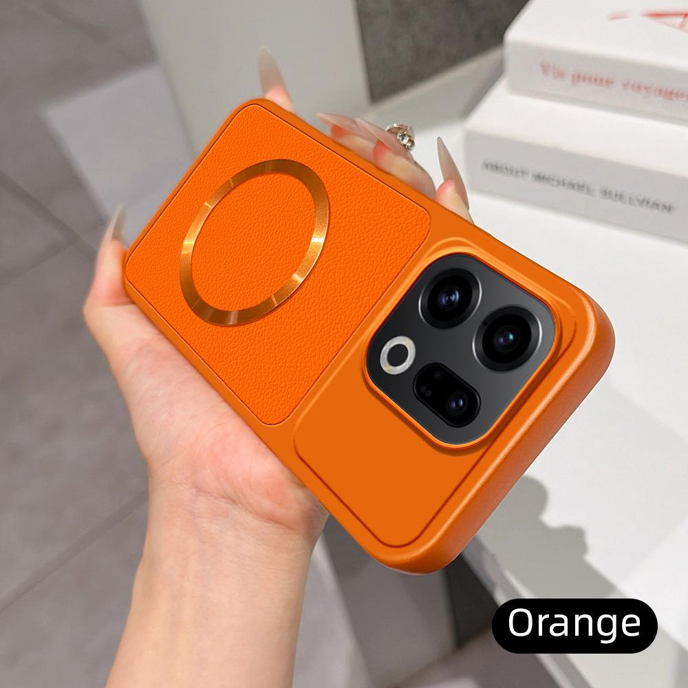 For OPPO Find X9 Lambskin Series Magnetic Skin Feel Phone Case(Orange)