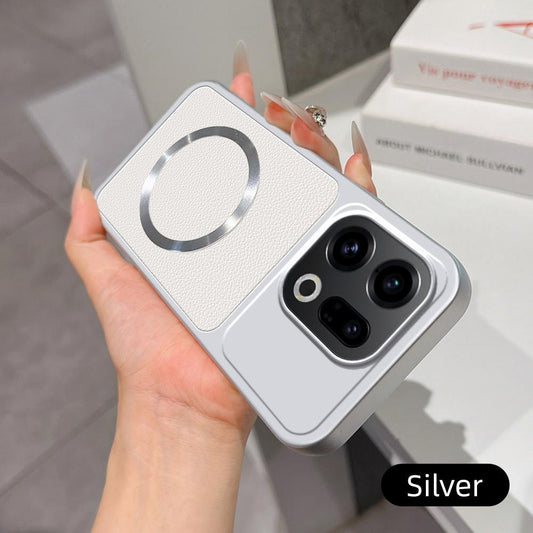 For OPPO Find X9 Lambskin Series Magnetic Skin Feel Phone Case(Silver)