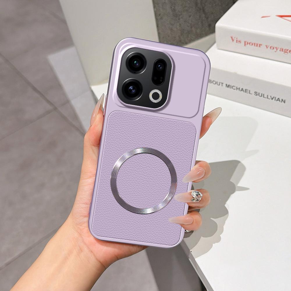 For OPPO Find X9 Lambskin Series Magnetic Skin Feel Phone Case(Purple)