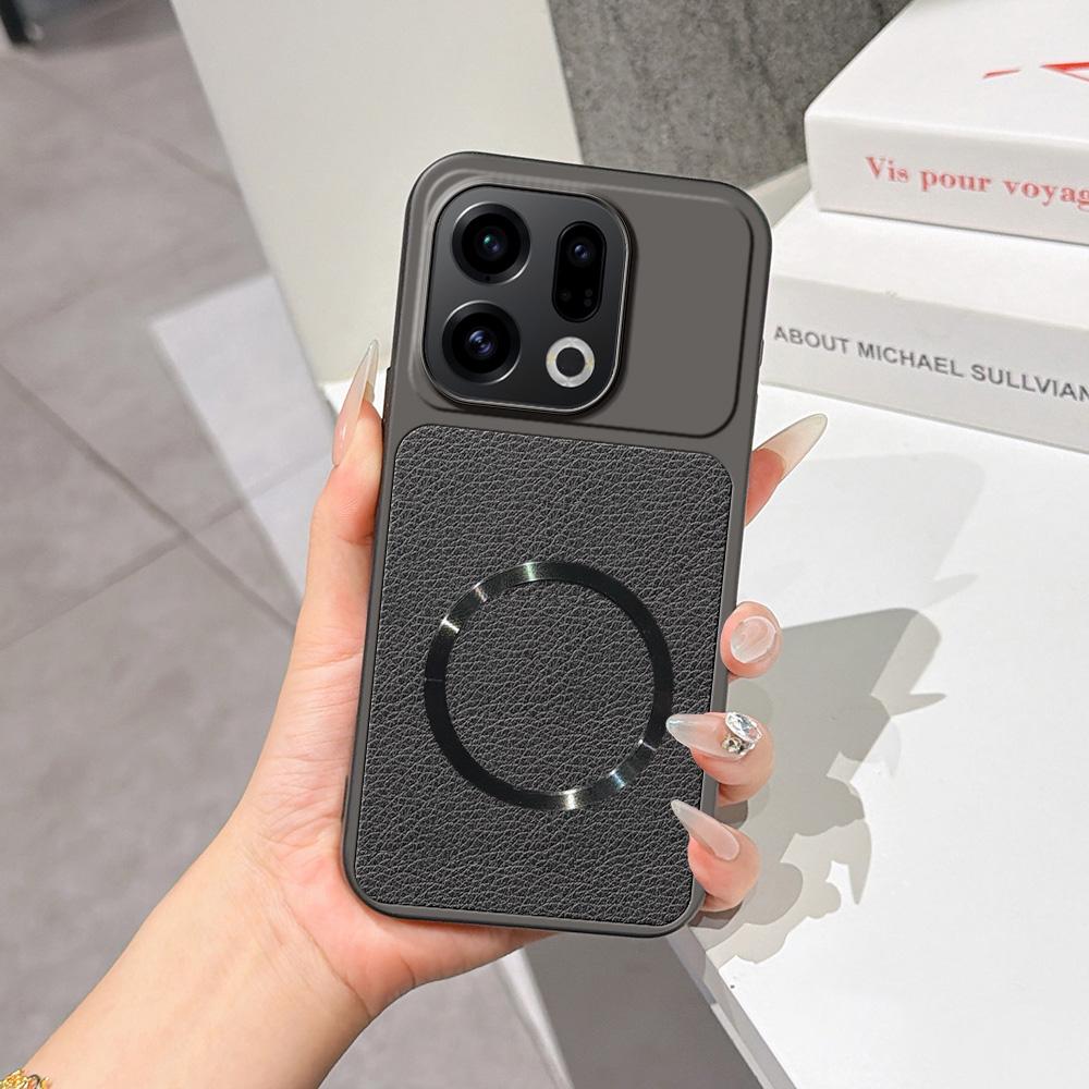 For OPPO Find X9 Lambskin Series Magnetic Skin Feel Phone Case(Black)