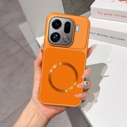 For OPPO Find X9 Pro Lambskin Series Magnetic Skin Feel Phone Case(Orange)