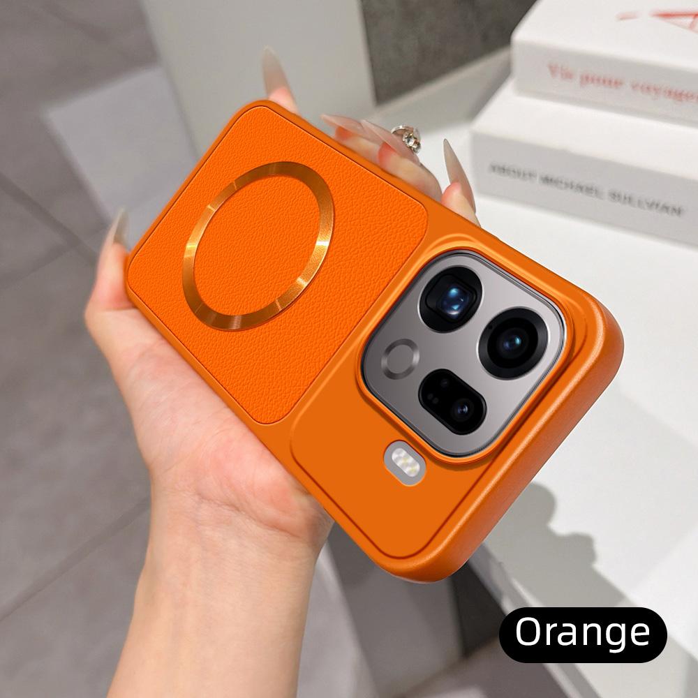 For OPPO Find X9 Pro Lambskin Series Magnetic Skin Feel Phone Case(Orange)