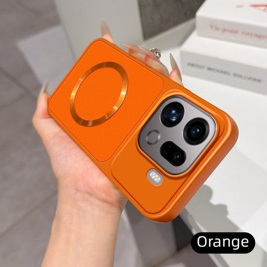 For OPPO Find X9 Pro Lambskin Series Magnetic Skin Feel Phone Case(Orange)