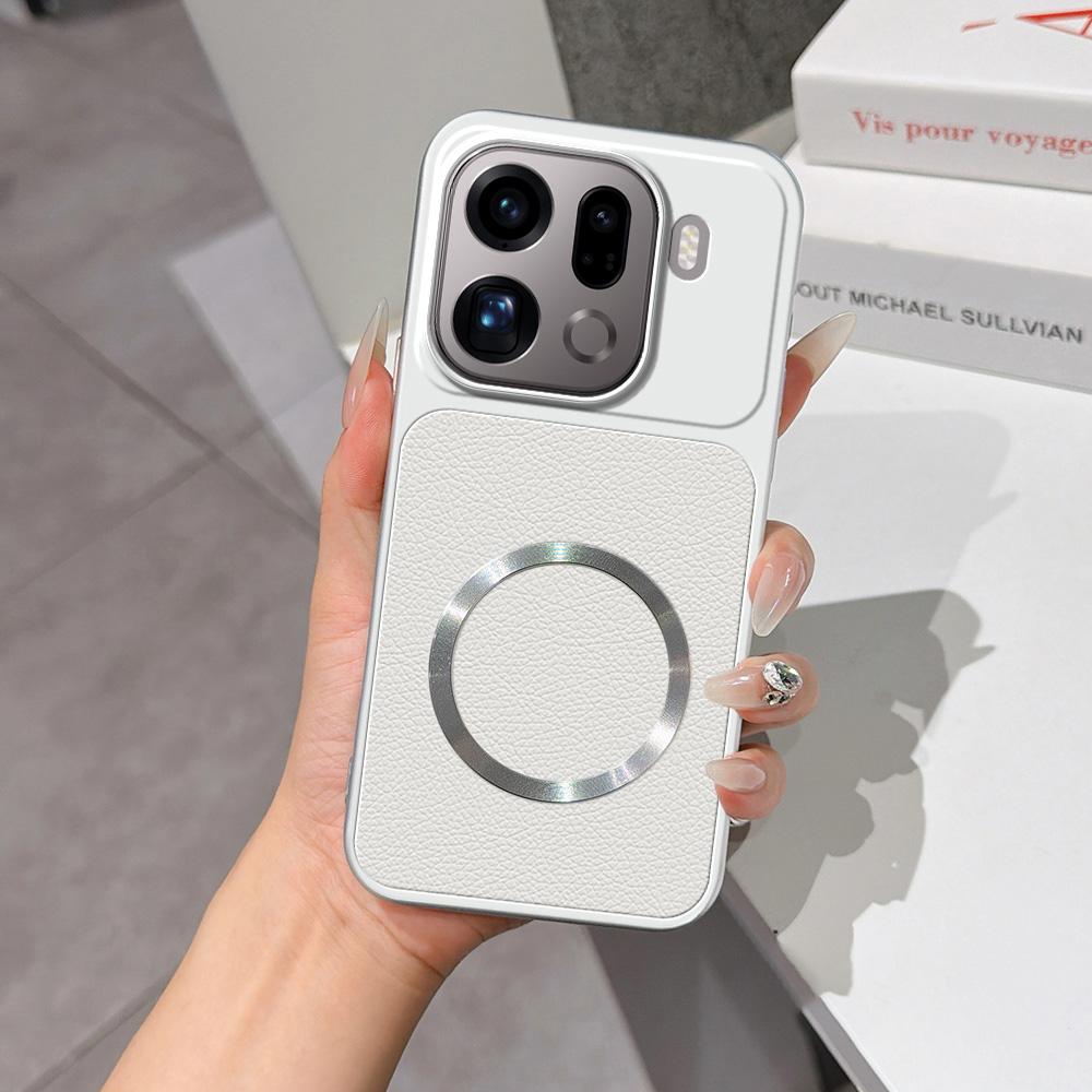 For OPPO Find X9 Pro Lambskin Series Magnetic Skin Feel Phone Case(Silver)