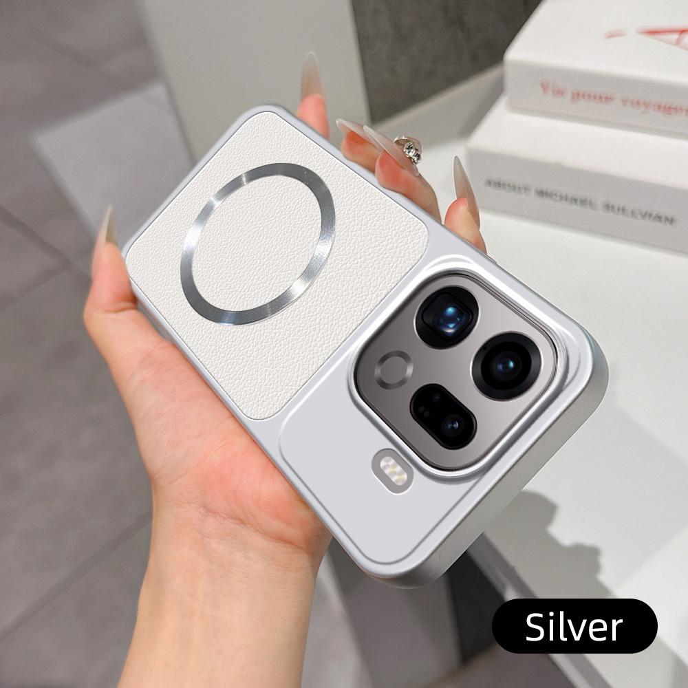 For OPPO Find X9 Pro Lambskin Series Magnetic Skin Feel Phone Case(Silver)