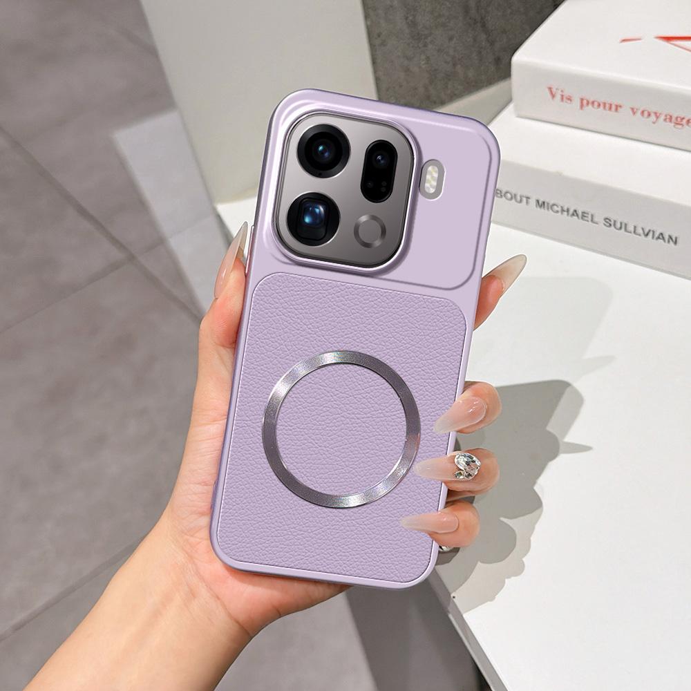 For OPPO Find X9 Pro Lambskin Series Magnetic Skin Feel Phone Case(Purple)