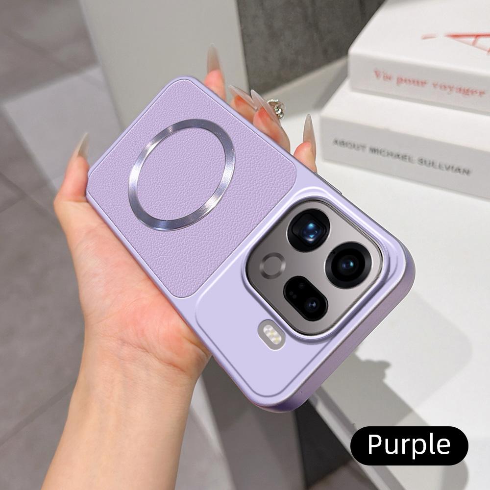 For OPPO Find X9 Pro Lambskin Series Magnetic Skin Feel Phone Case(Purple)