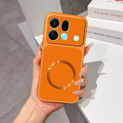 For OPPO Find X9s Pro 5G Lambskin Series Magnetic Skin Feel Phone Case(Orange)