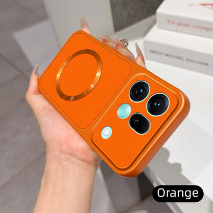 For OPPO Find X9s Pro 5G Lambskin Series Magnetic Skin Feel Phone Case(Orange)