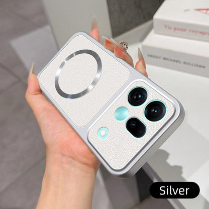 For OPPO Find X9s Pro 5G Lambskin Series Magnetic Skin Feel Phone Case(Silver)