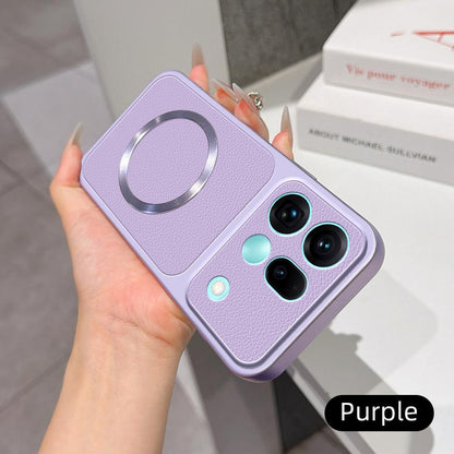 For OPPO Find X9s Pro 5G Lambskin Series Magnetic Skin Feel Phone Case(Purple)