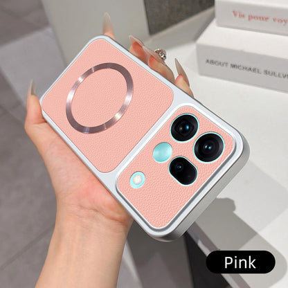 For OPPO Find X9s Pro 5G Lambskin Series Magnetic Skin Feel Phone Case(Pink)