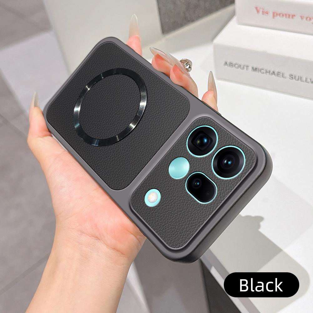 For OPPO Find X9s Pro 5G Lambskin Series Magnetic Skin Feel Phone Case(Black)