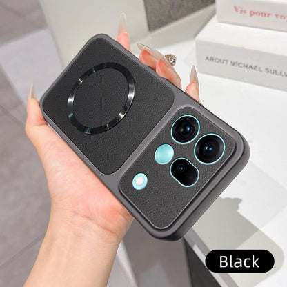 For OPPO Find X9s Pro 5G Lambskin Series Magnetic Skin Feel Phone Case(Black)