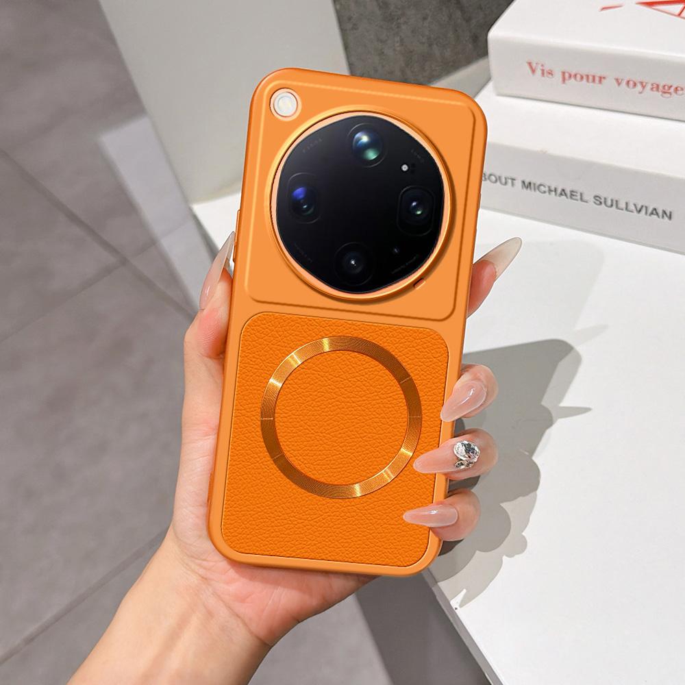 For OPPO Find X9 Ultra 5G Lambskin Series Magnetic Skin Feel Phone Case(Orange)
