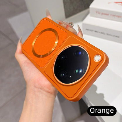 For OPPO Find X9 Ultra 5G Lambskin Series Magnetic Skin Feel Phone Case(Orange)
