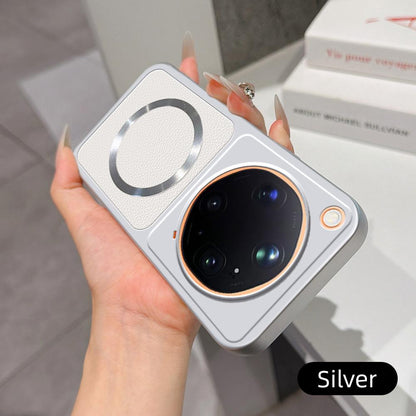 For OPPO Find X9 Ultra 5G Lambskin Series Magnetic Skin Feel Phone Case(Silver)