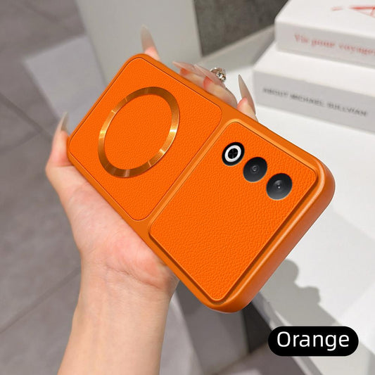 For OPPO K12 Lambskin Series Magnetic Skin Feel Phone Case(Orange)