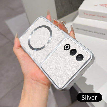 For OPPO K12 Lambskin Series Magnetic Skin Feel Phone Case(Silver)
