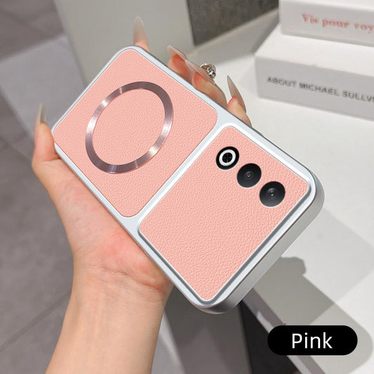 For OPPO K12 Lambskin Series Magnetic Skin Feel Phone Case(Pink)