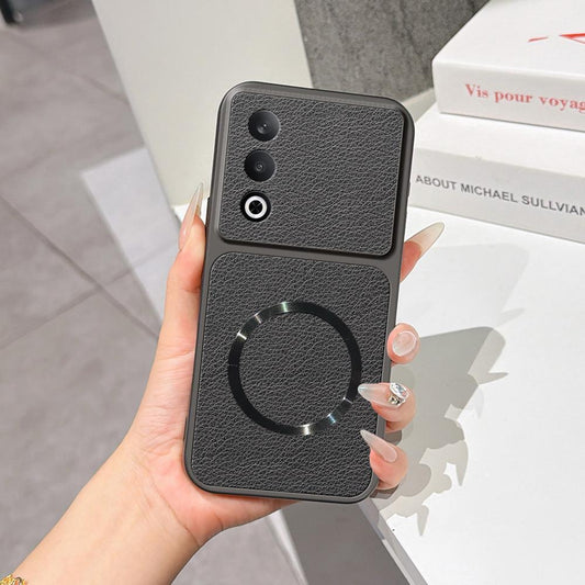 For OPPO K12 Lambskin Series Magnetic Skin Feel Phone Case(Black)