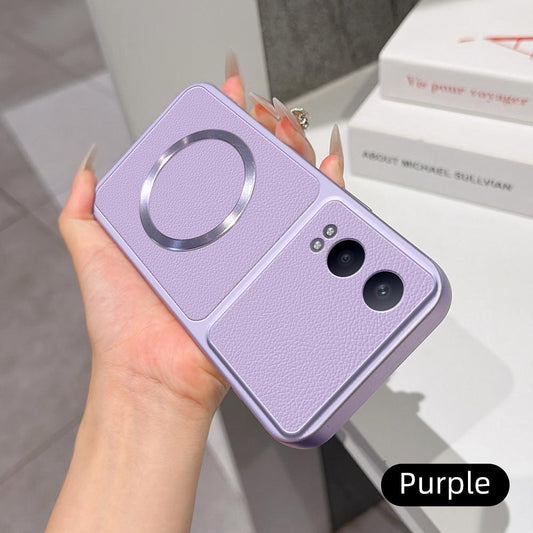For OPPO K12x Lambskin Series Magnetic Skin Feel Phone Case(Purple)