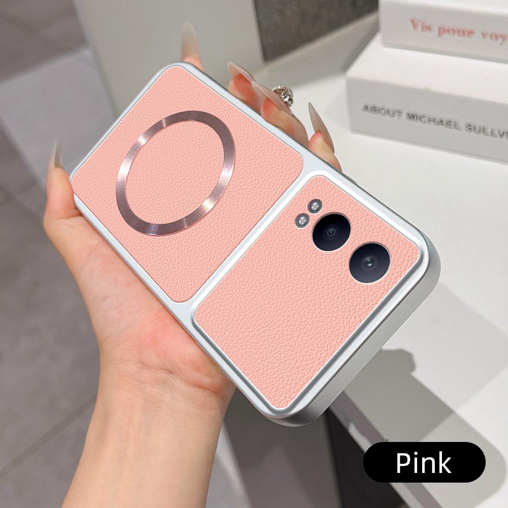 For OPPO K12x Lambskin Series Magnetic Skin Feel Phone Case(Pink)