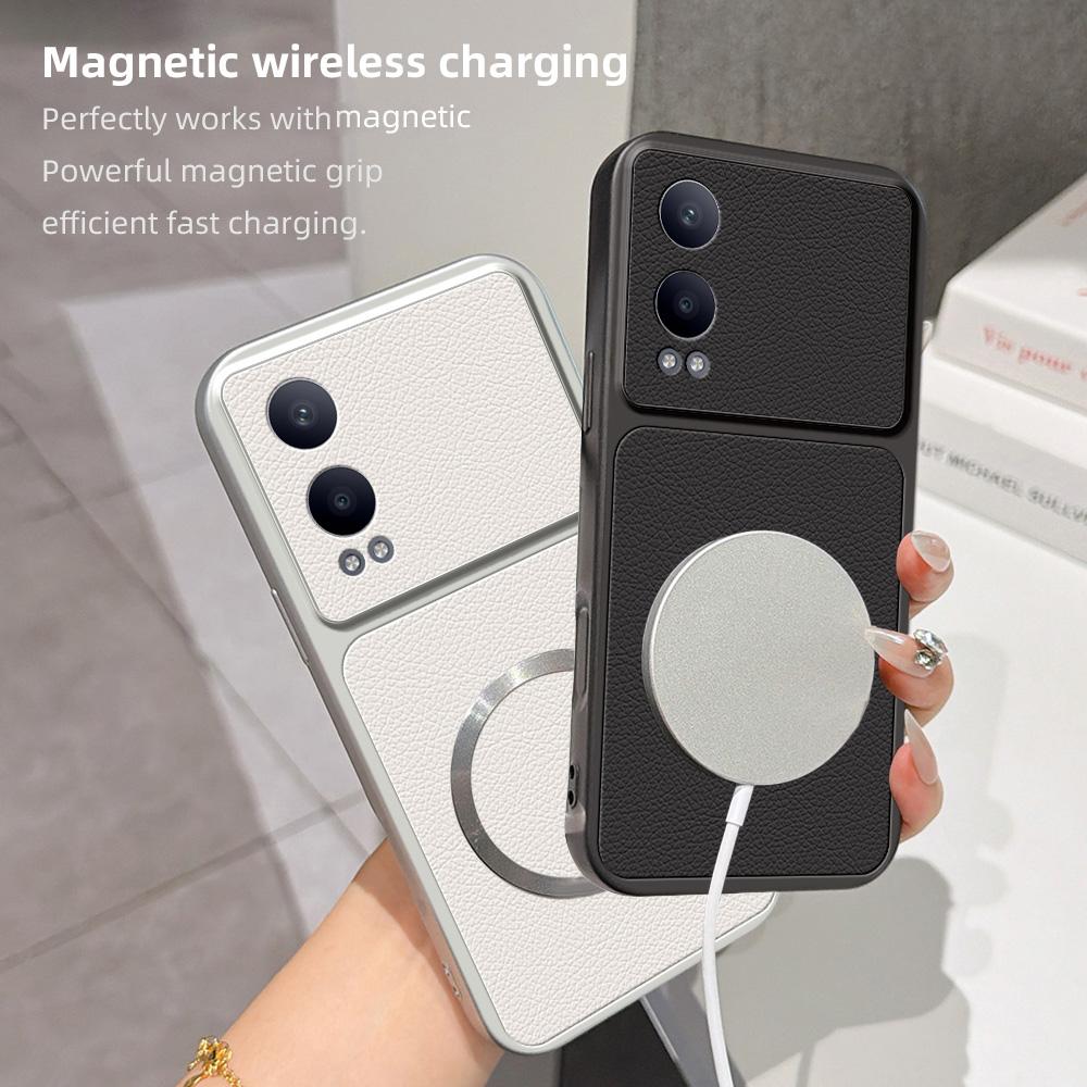 For OPPO K12x Lambskin Series Magnetic Skin Feel Phone Case(Black)