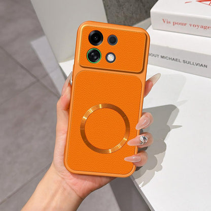For OPPO K13 Turbo 5G Lambskin Series Magnetic Skin Feel Phone Case(Orange)