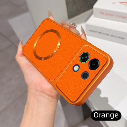 For OPPO K13 Turbo 5G Lambskin Series Magnetic Skin Feel Phone Case(Orange)