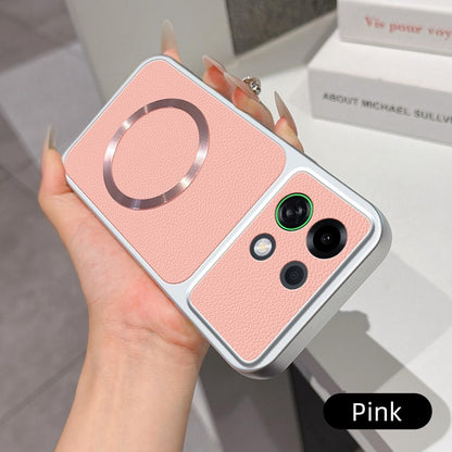 For OPPO K13 Turbo 5G Lambskin Series Magnetic Skin Feel Phone Case(Pink)