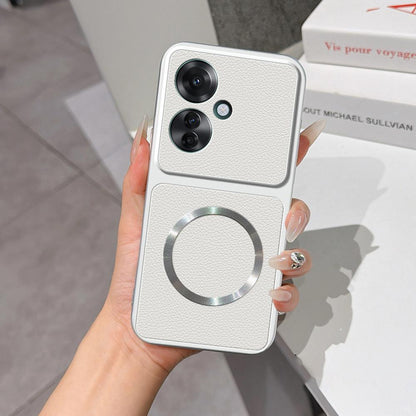 For OPPO Reno11 F Lambskin Series Magnetic Skin Feel Phone Case(Silver)