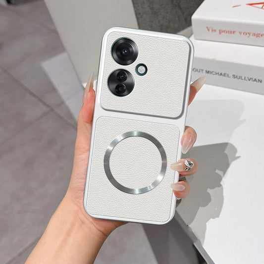 For OPPO Reno11 F Lambskin Series Magnetic Skin Feel Phone Case(Silver)