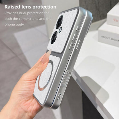 For OPPO Reno11 F Lambskin Series Magnetic Skin Feel Phone Case(Silver)