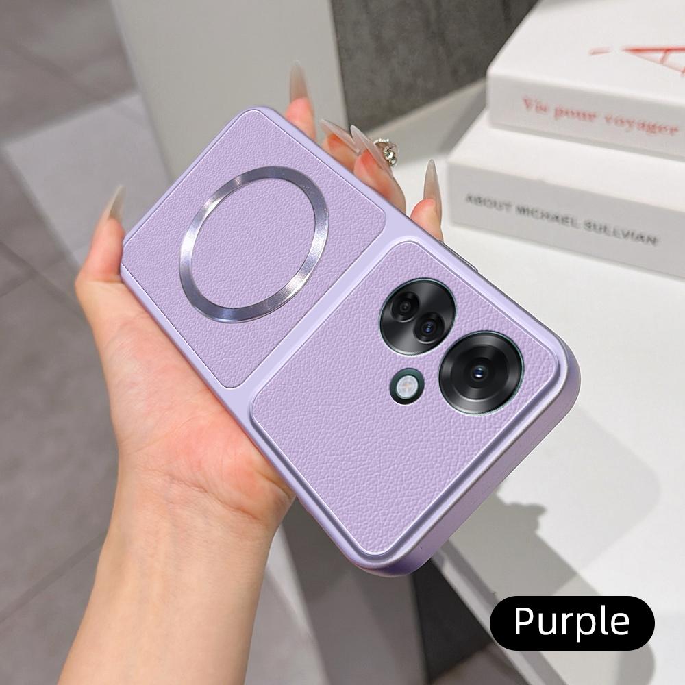 For OPPO Reno11 F Lambskin Series Magnetic Skin Feel Phone Case(Purple)