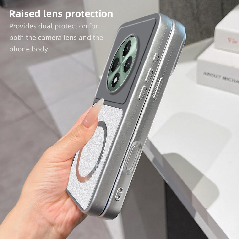 For OPPO Reno12 F Lambskin Series Magnetic Skin Feel Phone Case(Silver)