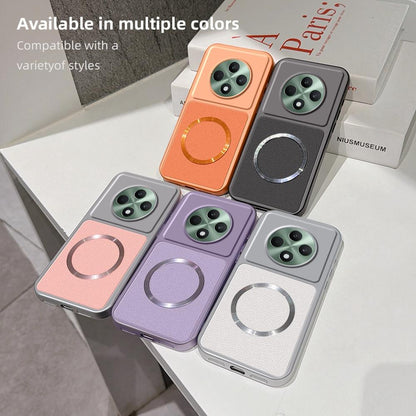 For OPPO Reno12 F Lambskin Series Magnetic Skin Feel Phone Case(Purple)