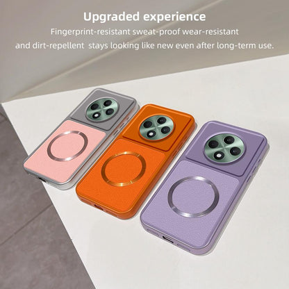 For OPPO Reno12 F Lambskin Series Magnetic Skin Feel Phone Case(Purple)