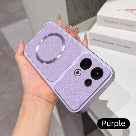 For OPPO Reno13 Global Lambskin Series Magnetic Skin Feel Phone Case(Purple)